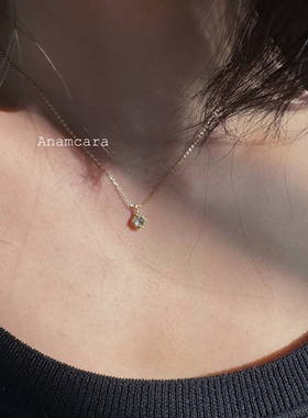 Anam12.9独家出口新品日系银镀14K黄金天然月光石双面项链锁骨链