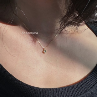 Anam12.9独家出口新品日系银镀14K黄金天然月光石双面项链锁骨链