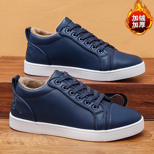 黑色冬季加绒加棉 男士板鞋男精神小伙潮流休闲鞋保暖男款鞋子 35