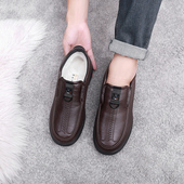 棉鞋 商务休闲圆头羊毛绒保暖男士 防滑老北京厚底棉靴 新款 冬季