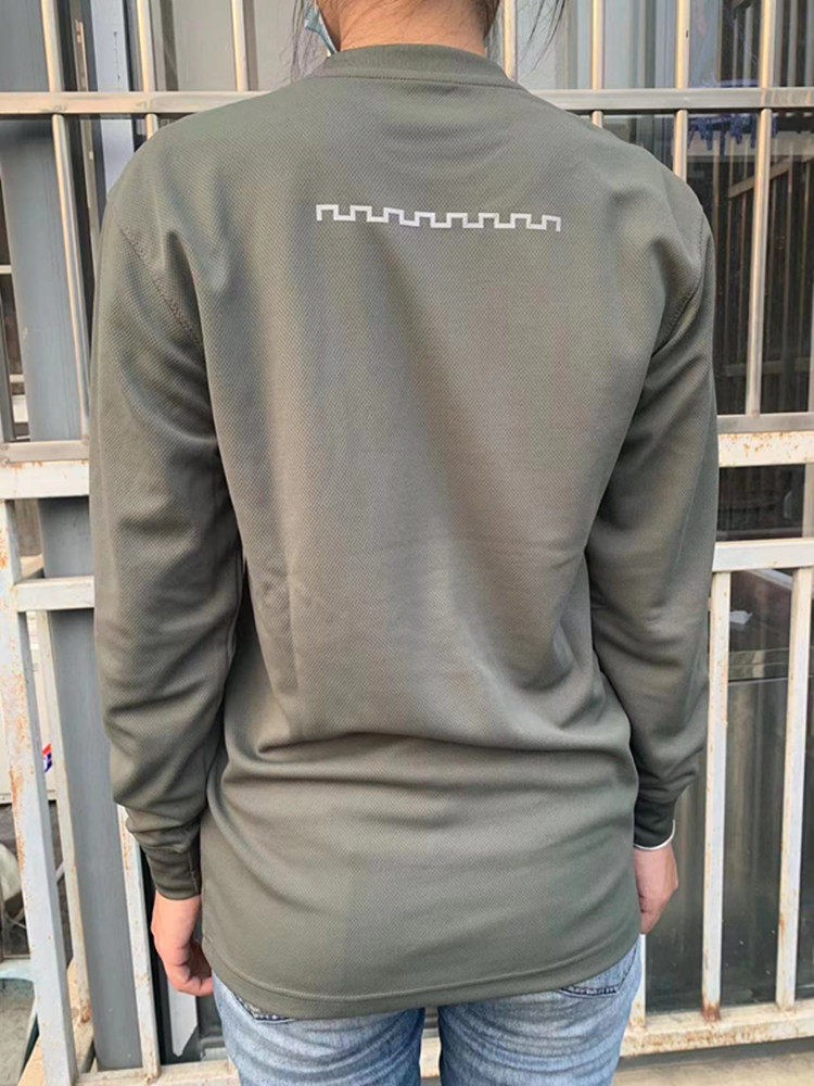 新式男士长袖圆领打底衫体能训练服反光速干透气上衣宽松跑步 T恤