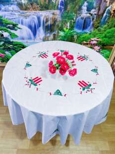純棉补花超大型圓桌布 220 220cm