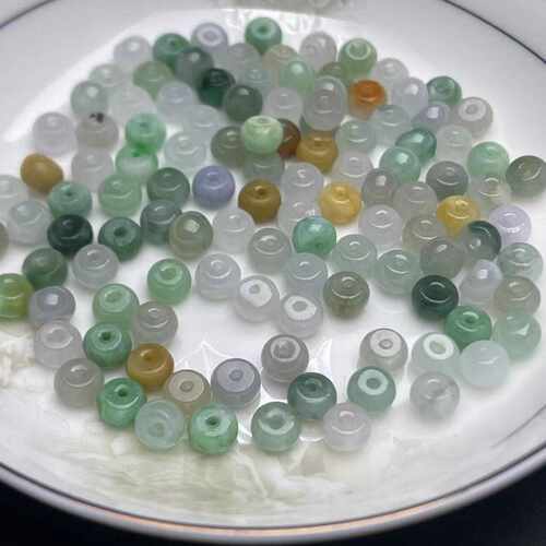 天然翡翠A货三彩色小算盘珠隔片手链项链配饰散珠diy手工饰品配件