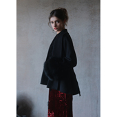 彼得潘大叔时尚 华丽毛呢外套 套系带修身 气质款 可拆卸袖