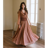 假两件荡领设计修身 法式 上衣弹力腰半裙 南国陶都 彼得潘大叔