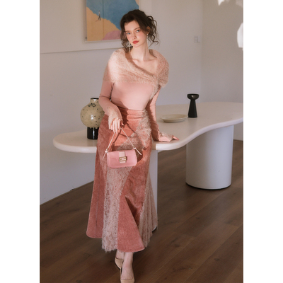 彼得潘大叔《花园道雾海》法式浪漫设计感上衣收腰拼接半裙套装