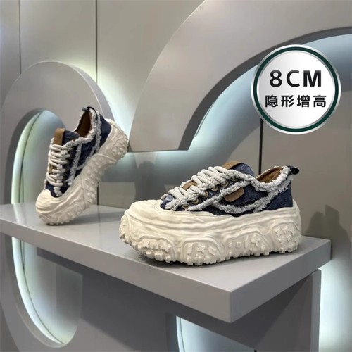 夏季透气牛仔布厚底老爹鞋