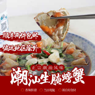 潮汕生腌螃蟹生腌膏蟹腌制即食水产新鲜制作梭子蟹羔蟹酱蟹醉蟹