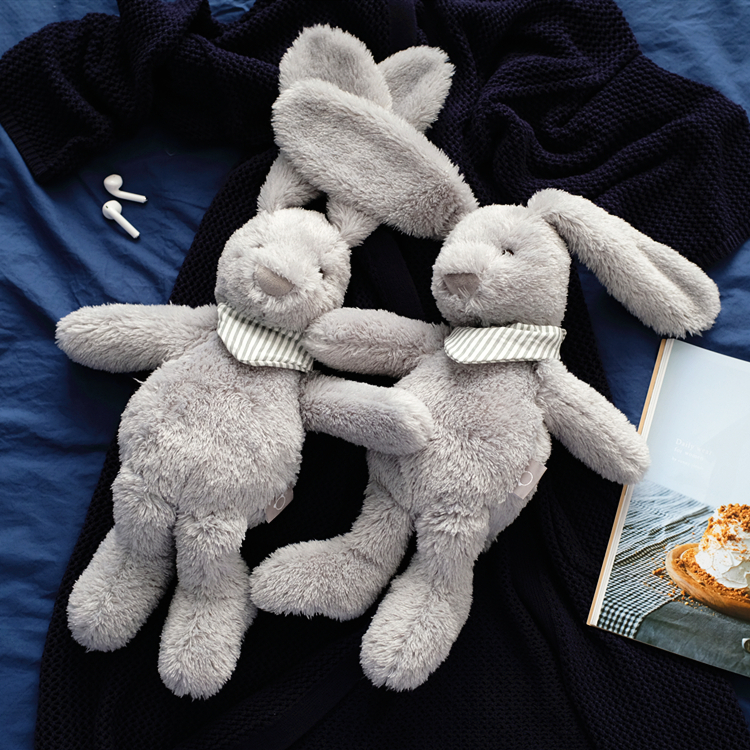 北欧灰色领巾长耳兔陪睡毛绒玩具