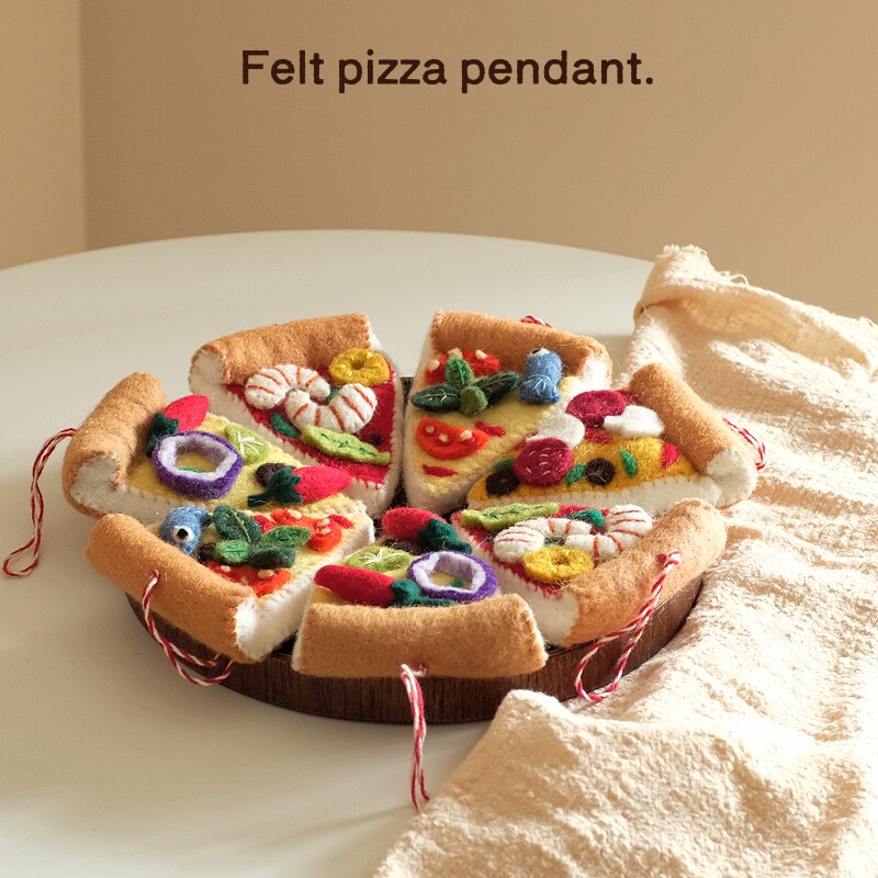 尼泊尔进口毛毡披萨挂件创意手工成品包包装饰食物节日礼物pizza