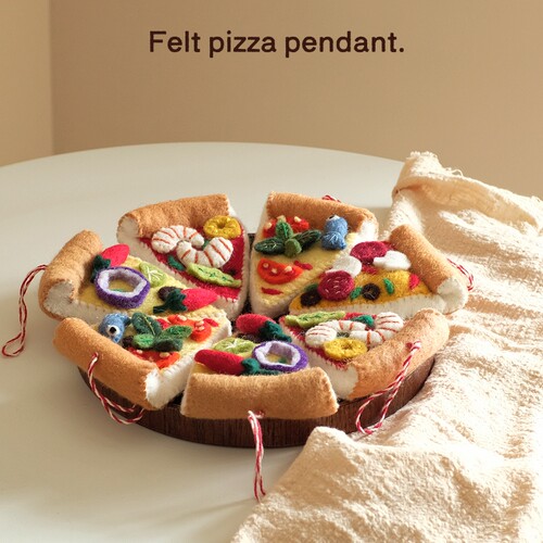 尼泊尔进口毛毡披萨挂件pizza