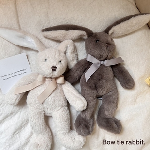 北欧简约纯色柔软领结兔子公仔娃娃大号兔兔玩偶站姿抱抱兔陪睡