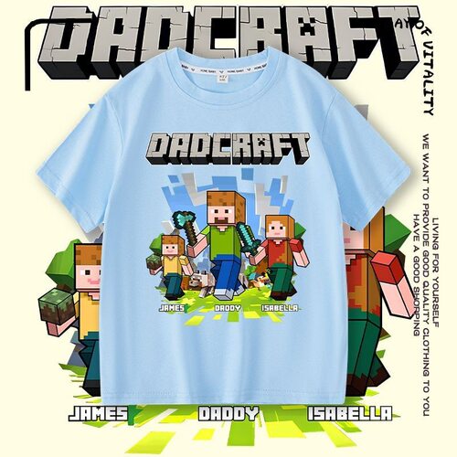 Minecraft我的世界儿童短袖男童T恤像素积木亲子卡通百搭半袖上衣