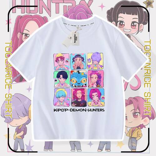 猎魔女团衣服KPop Demon Hunters saja boys短袖T恤半袖儿童上衣