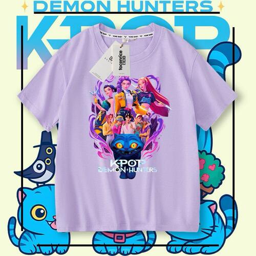猎魔女团KPop Demon Hunters saja boys短袖T恤学生宽松儿童上衣