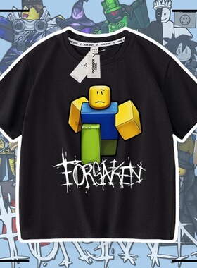 roblox forsaken Noob 短袖衣服儿童半袖男女孩透气上衣服T恤体恤
