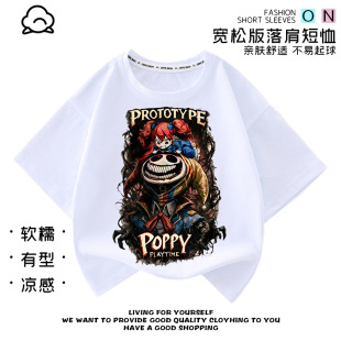 波比poppy playtime prototype 男女童夏装短袖t恤儿童上衣服半袖
