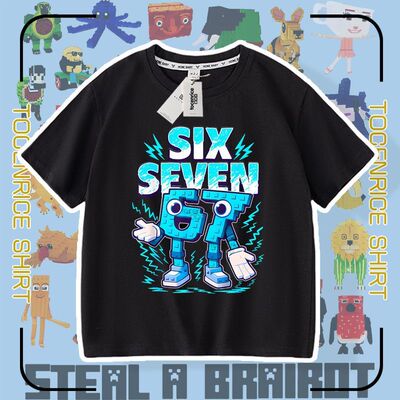 游戏Steal a Brainrot 67号偷走脑红山海经短袖T恤男女童上衣衣服