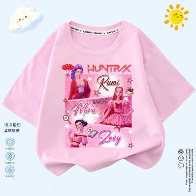 2026kpop猎魔女团Sajaboys印花男女童衣服新版圆领短袖T恤半袖衫