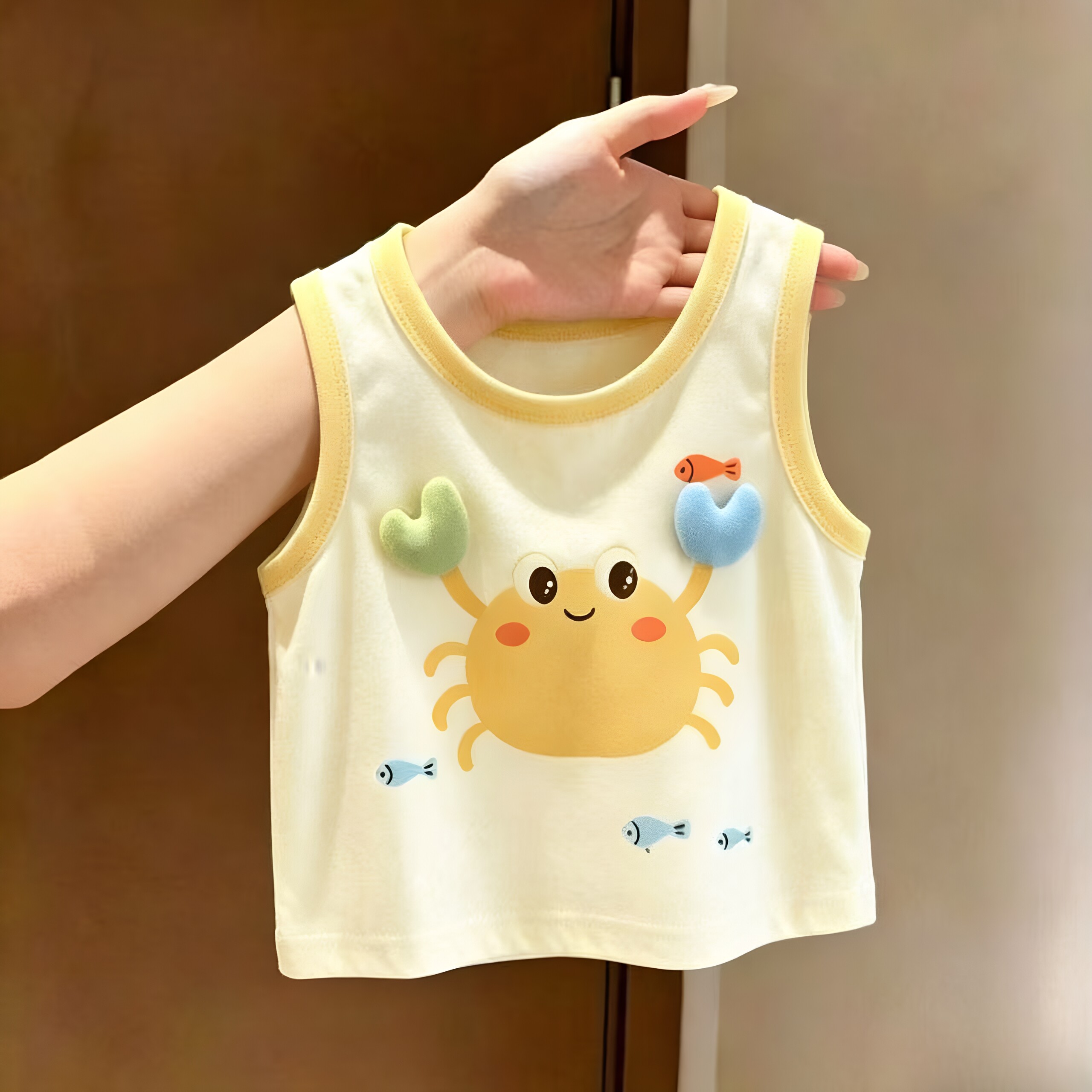 儿童夏季洋气卡通立体超萌薄款背心亲子家夏装男女童可爱无袖上衣