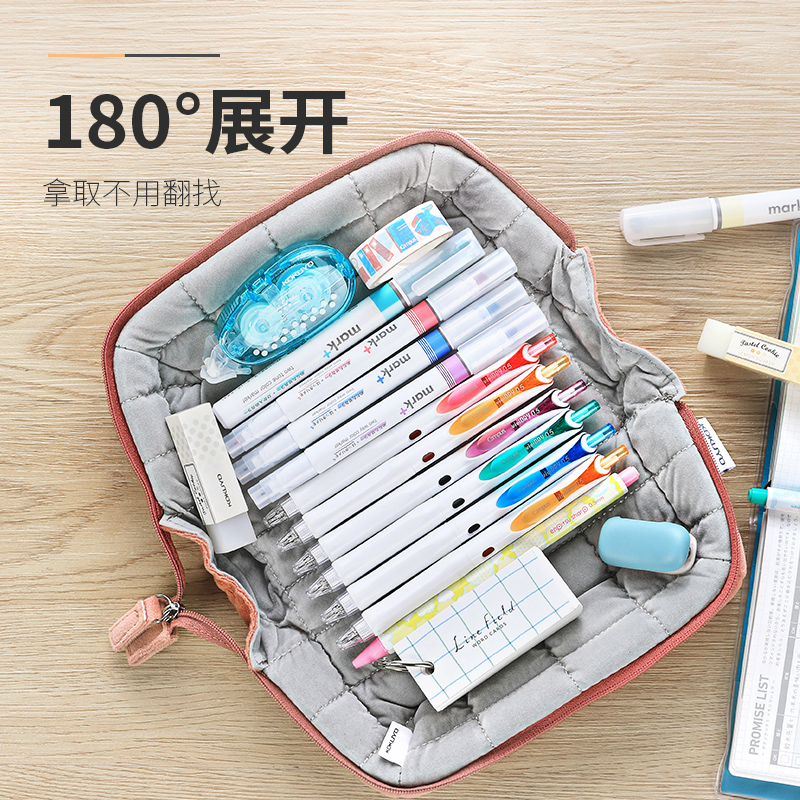 日本kokuyo国誉枕枕包笔袋学生收纳包文具袋大容量少女简约枕头包