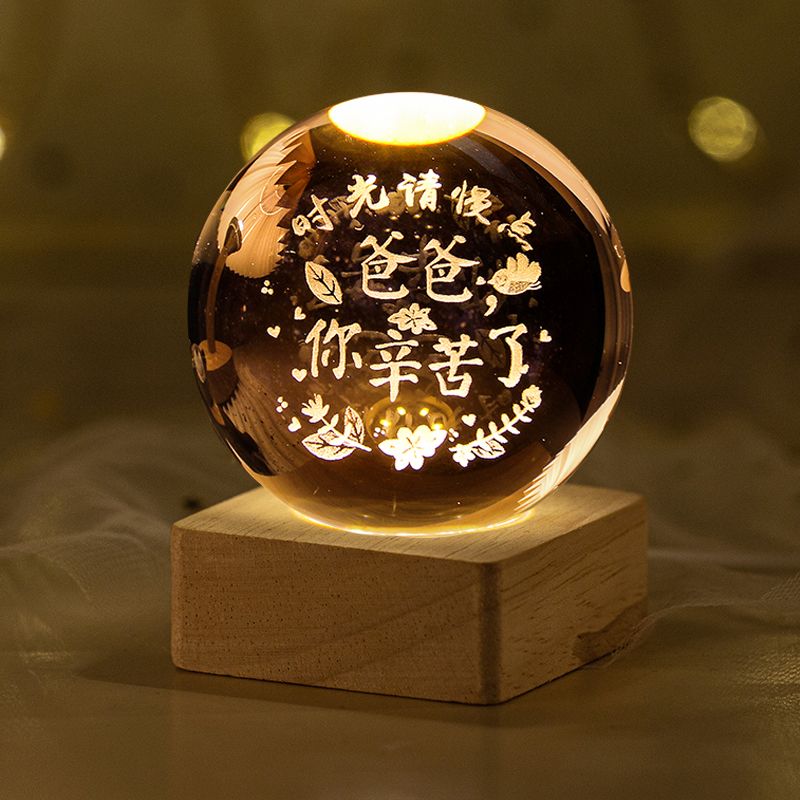 父亲节发光水晶球小夜灯创意节日礼物送父母节日生日礼物送女生