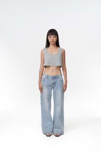 复古辣妹低腰牛仔裤 美式 秋季 新款 Not 休闲宽松水洗直筒阔腿裤 Bad