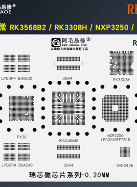 瑞芯微芯片BGA植锡网RK3568B2 RK3308H NXP3250 PX30 DDR4钢网RK3