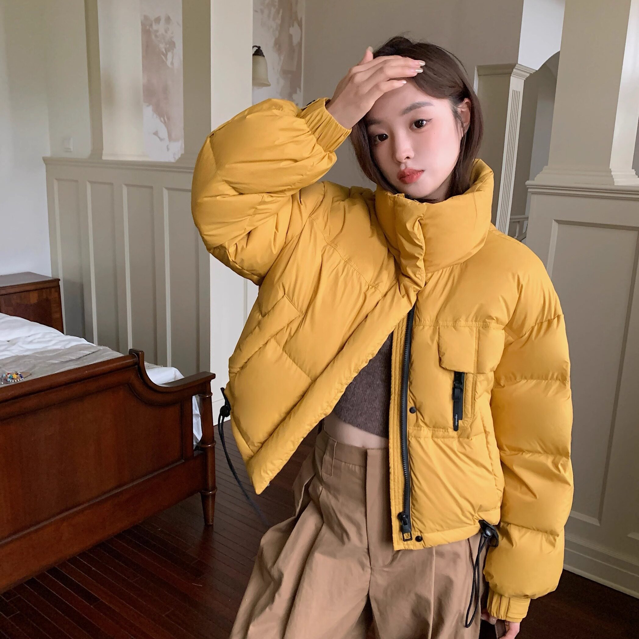短款立领棉服女2025韩版秋冬季新款小个子女装面包服保暖棉衣外套