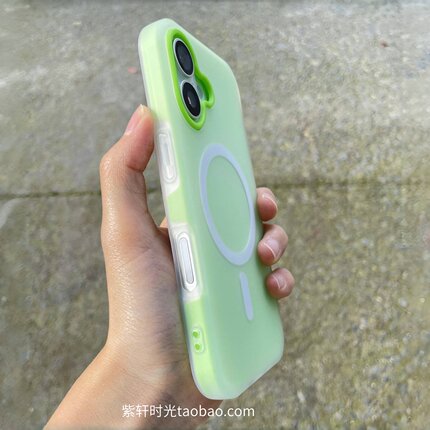 ins肤感果冻磁吸二合一适用iPhone16手机壳17promax苹果15pro简约双层14马卡龙13草绿色12防摔11保护套抗指纹