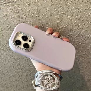 ins风浅色16灰紫色17适用iphone14苹果15pro手机壳max椭圆13mini小众12高级感xsmax粉白11肤感XR软全包防摔女