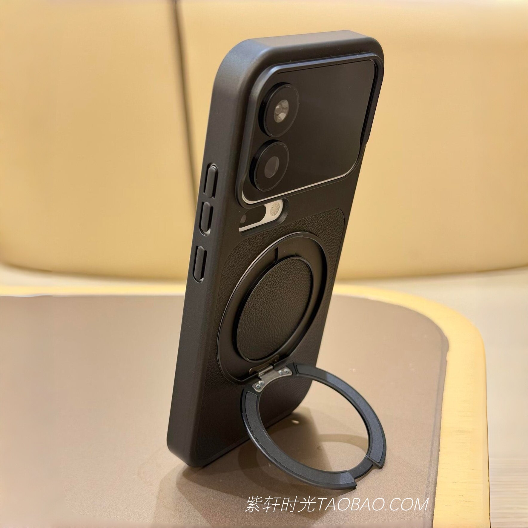 360°磁吸支点壳适用小米17promax手机壳xiaomi17pro带一体支架17ultra磁吸充电高级感素皮荔枝纹紫色防指纹