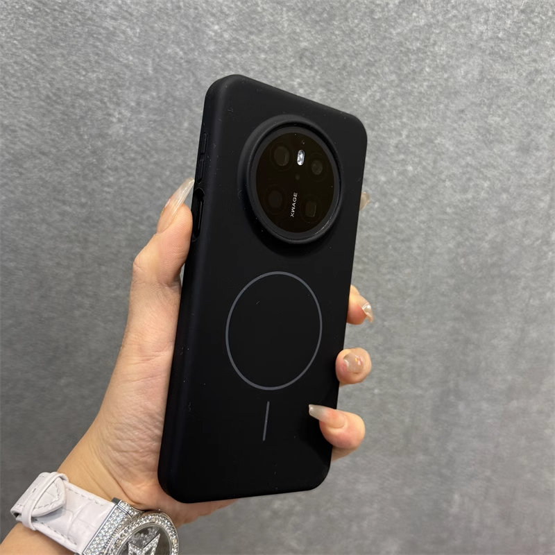 纯黑色细圈强磁吸无线充电适用华为mate70/60pro手机壳真液态硅胶pura70大孔加厚防摔beats同款高级感保护套