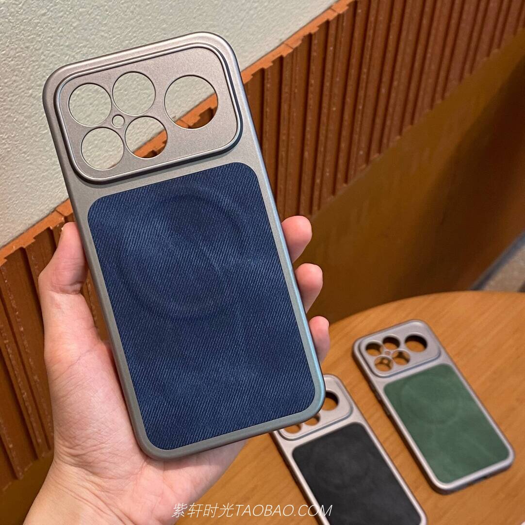 秒变17复古港风牛仔纹深蓝色适用小米红米K90promax手机壳K90磁吸充电17pro金属漆钛灰色17promax全包防摔PC