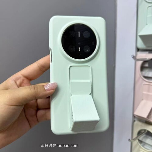 横竖折叠腕带隐形一体支架液态硅胶适用华为mate70/60pro手机壳Pura80淡青色Q弹软糯耐脏防指纹奶蓝色不发黄