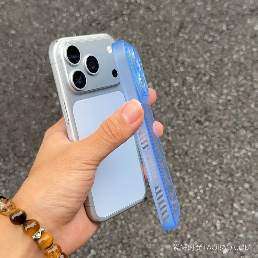 冰湖蓝色超薄全包适用Air苹果17promax手机壳iPhone16pro加高镜头15pro软壳14气囊防摔13/12透明防滑11高级感
