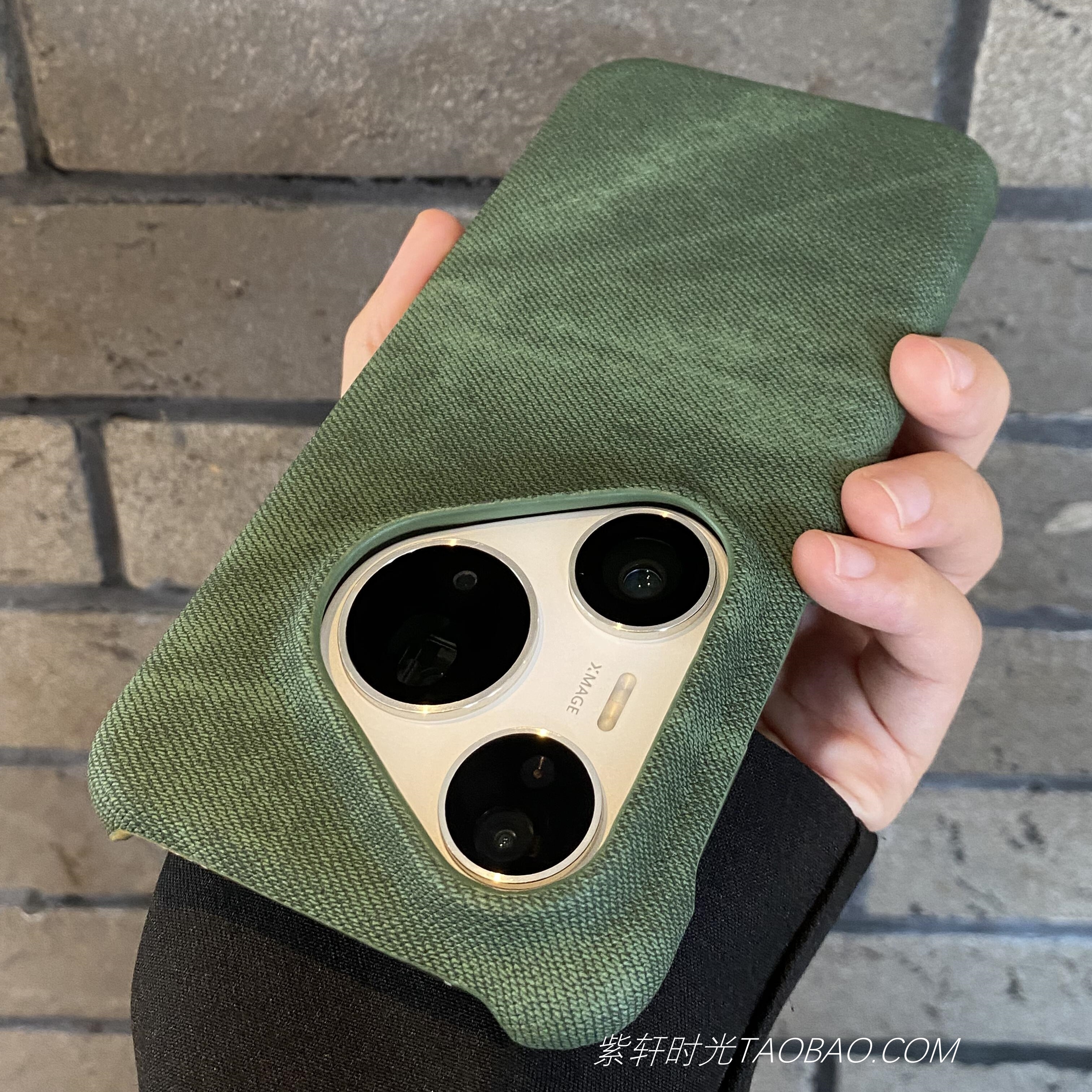 复古港风墨绿色磁吸牛仔布纹适用vivoX200s手机壳oppoFindx8半包x8s小米15pro磨砂14Ultra硬壳不沾指纹高级感