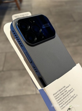 炭灰色高级感皮革素皮纹内置磁吸充电适用苹果17pro手机壳max全包镜头iphoneAir冷淡风16/15电镀14华为Pura80