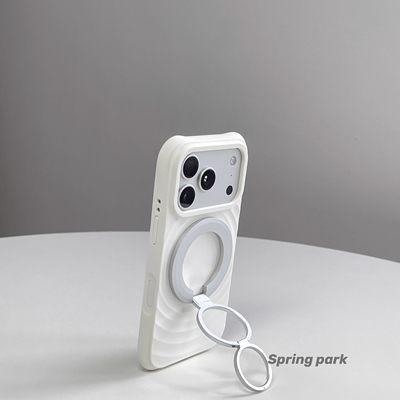 白波漾磁吸液态硅胶适用苹果17promax手机壳17pro双面磁吸三折叠支架17pro银色iPhone16/15promax全包防摔14