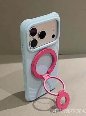 玫红色双面磁吸三折叠支架适用小米17promax手机壳Xiaomi17pro波漾15磁吸14液态硅胶13奶蓝色全包防摔不发黄