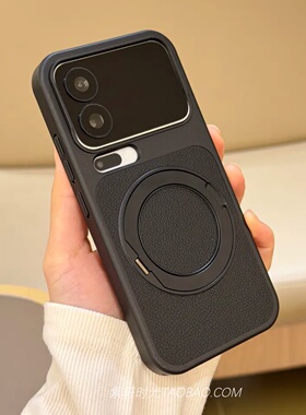 石墨黑色360旋转金属支架适用小米17promax手机壳磁吸17pro荔枝纹17ultra镜头加高秒变17高级感小众简约男女
