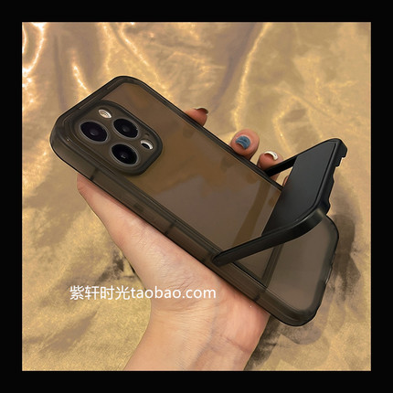 可站立自带隐形折叠支架16适用iphone14手机壳13/15苹果12简约mini透黑11promax高级xs全包xr防摔8plus硅胶7P