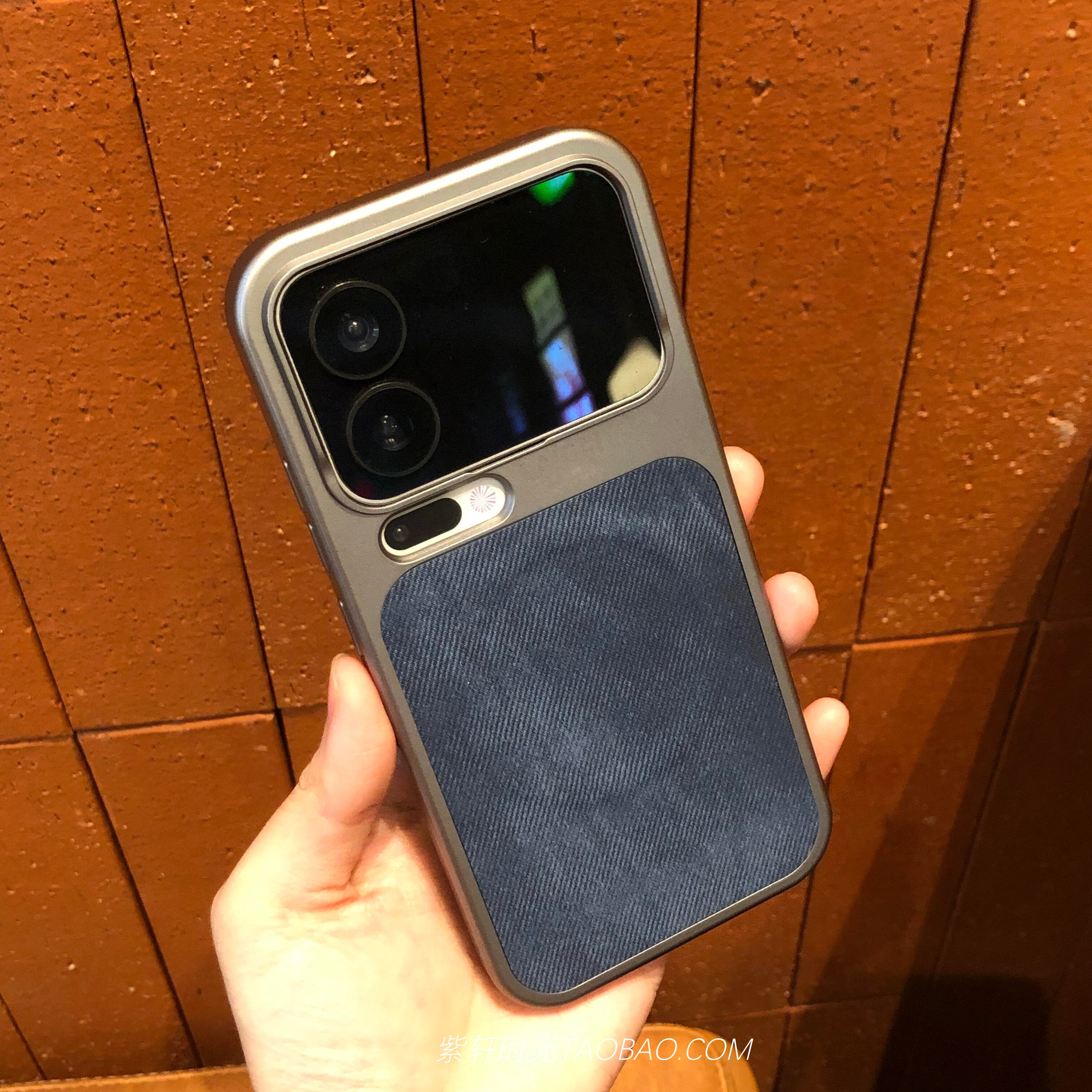 森野绿秒变苹果17复古港风牛仔纹深蓝色适用小米17pro手机壳磁吸充电17promax红米K90高档简约PC防指纹钛灰色