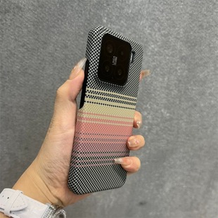 渐变月升落日余晖凯夫拉碳纤维纹理适用vivoX200pro mini手机壳iqoo13镂空11/12不包按键x100pro硬壳小众创意