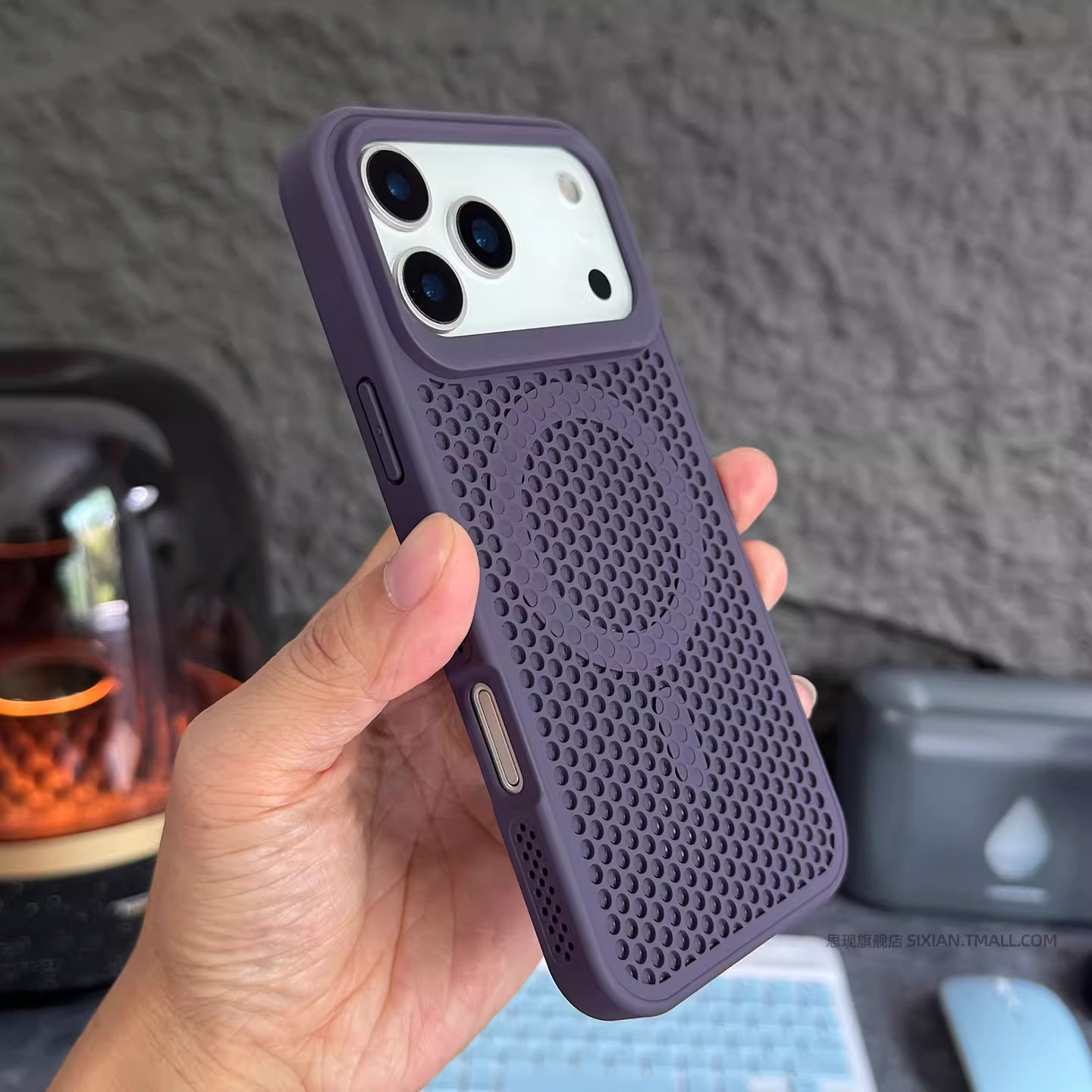 透气散热磁吸壳适用小米17pro手机壳17promax红米K90无线充电K80磨砂K70/K60全包防摔14/15pro暗紫色13高级感