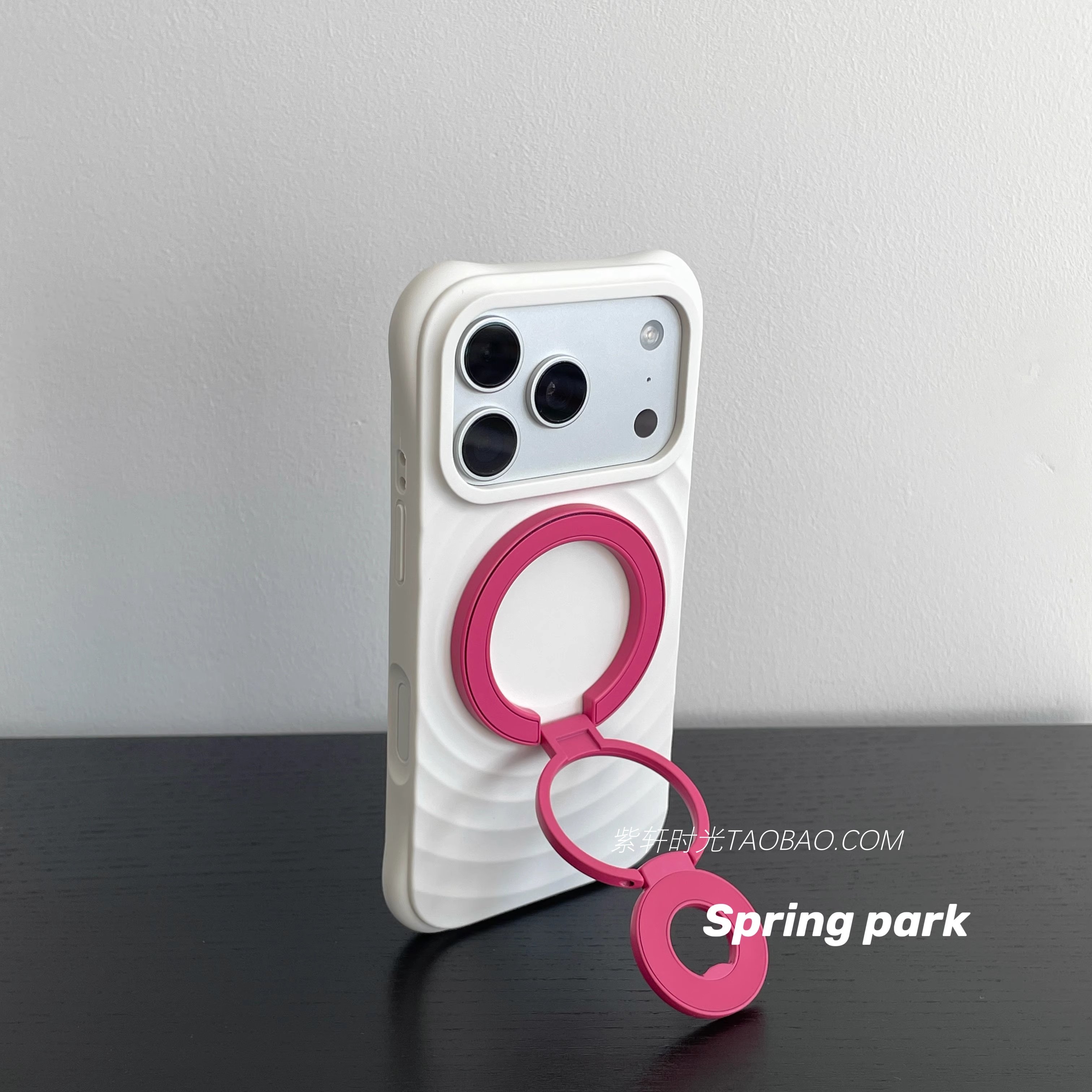 玫红色Magsafe双面磁吸金属三折叠360度旋转手机支架适用荣耀500/400背贴指环扣Magic8一加15防摔vivo/oppo女