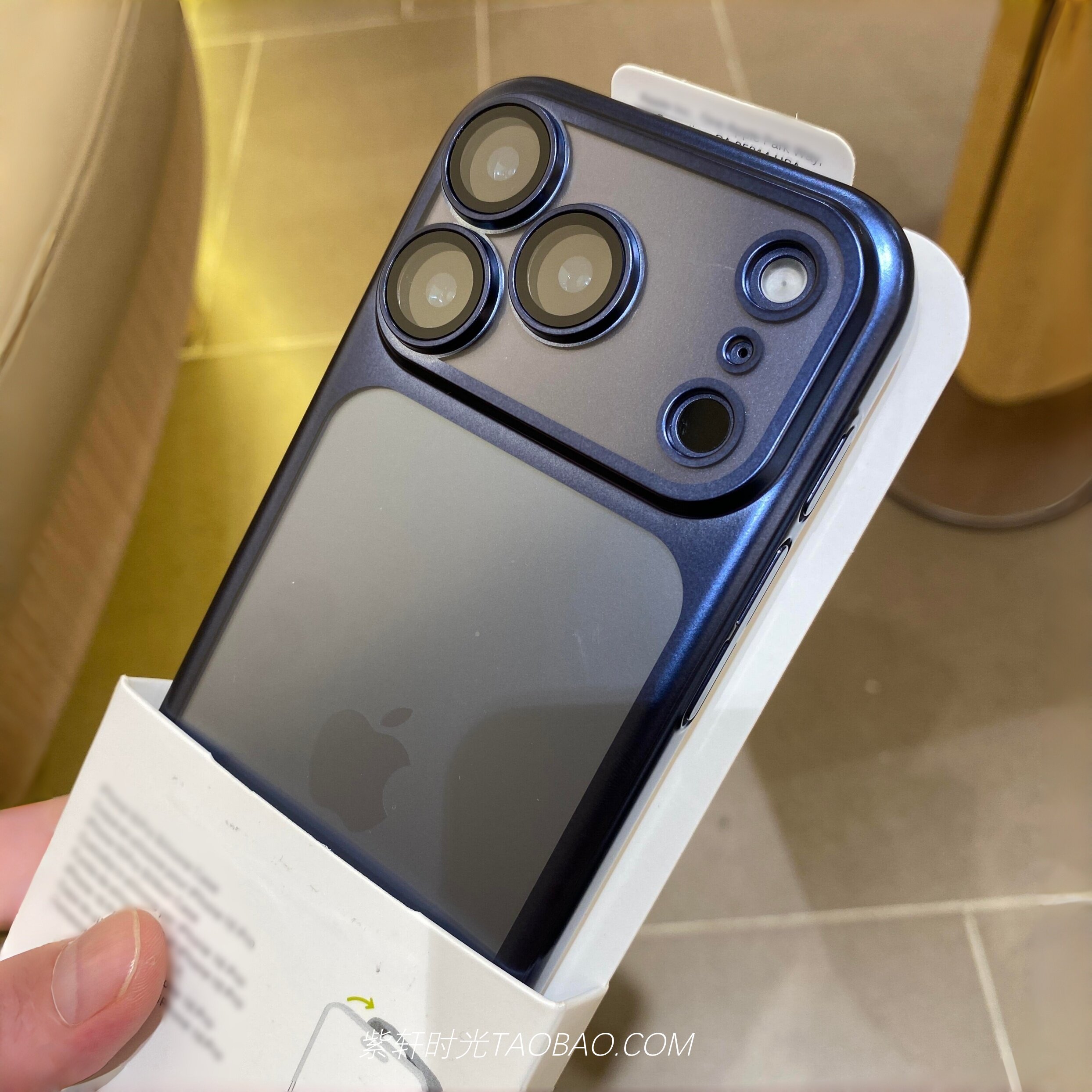 深蓝色电镀亚克力适用小米17pro手机壳红米K90promax苹果iPhone17pro高级感16promax透明15硬14简约全包镜头