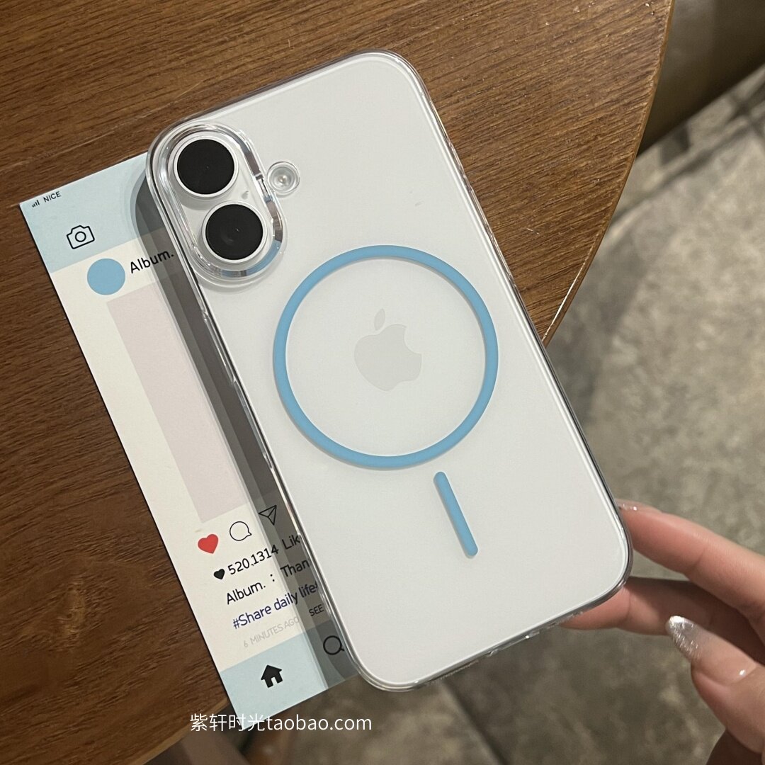 Beats同款细圈强磁吸适用iphone16苹果16promax手机壳magsafe无线充电15高透14亚克力13硬壳不发黄12蓝色粉色