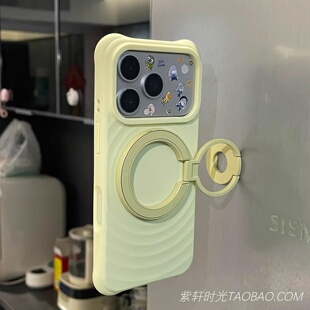 双面磁吸三折叠铝合金属支架适用小米17手机壳17pro液态硅胶17promax奶黄色15全包防摔14耐脏13韩国ins风网红