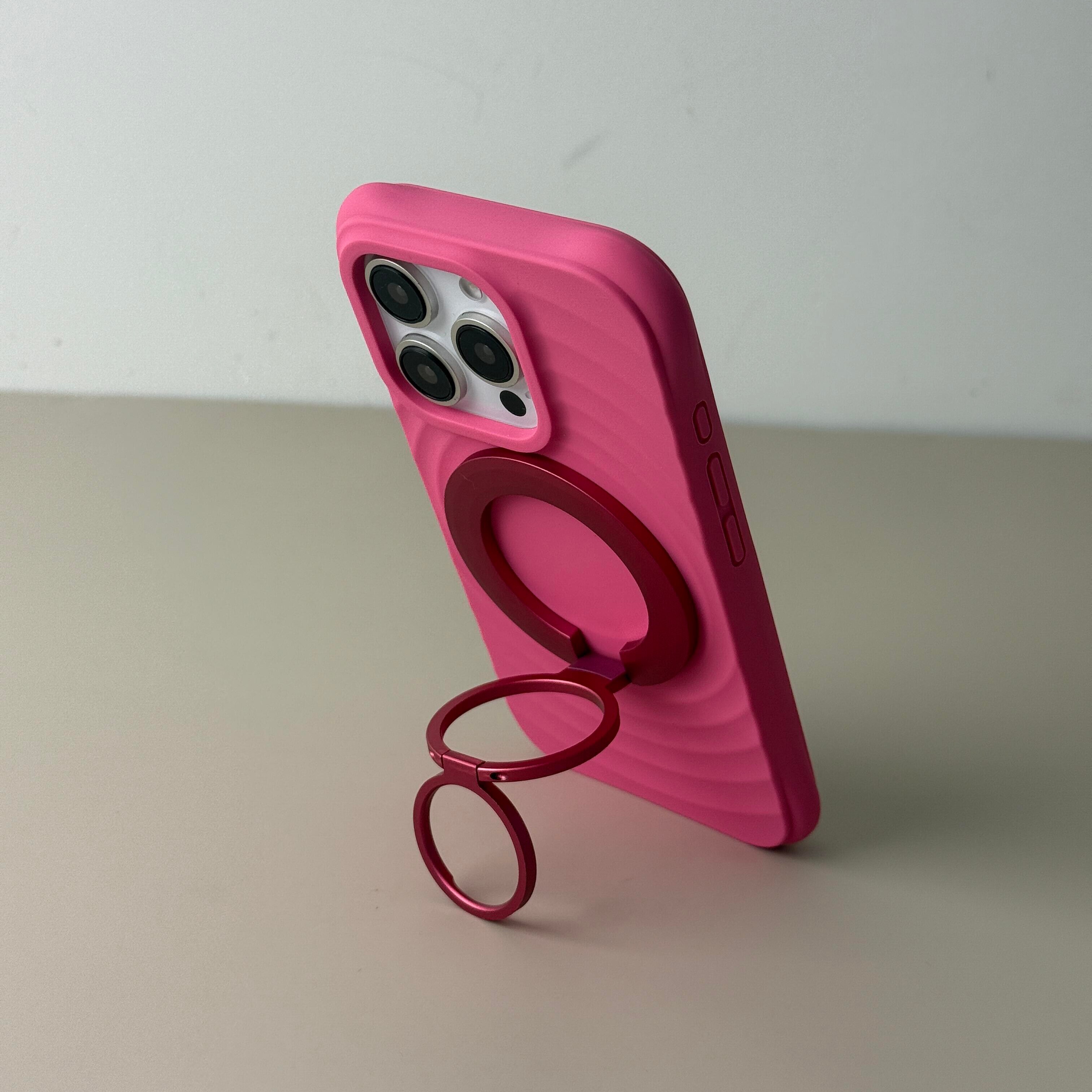 韩系ins风玫红色波漾液态硅胶适用小米17promax手机壳17pro三折叠磁吸支架17高级感软糯耐脏不会发黄新款防摔